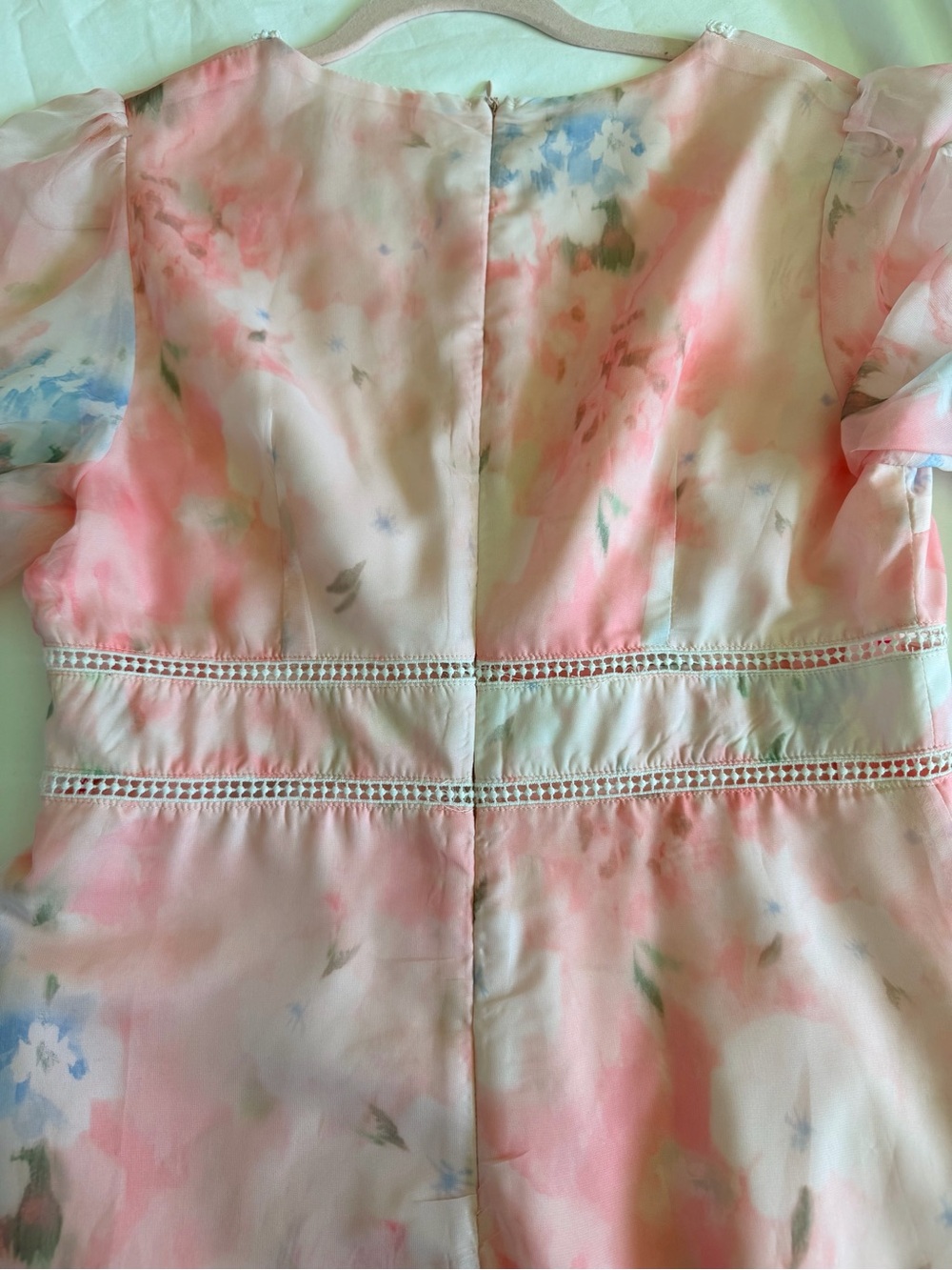 JJ House Blush Pink Watercolor Floral Midi Dress Regencycore Fairycore Size M - Picture 5 of 10